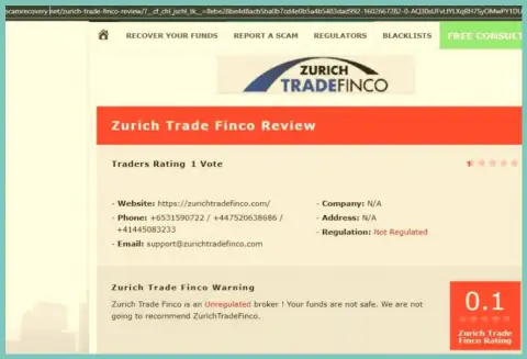 Подробный обзор ZurichTradeFinco, комментарии реальных клиентов и доказательства разводняка