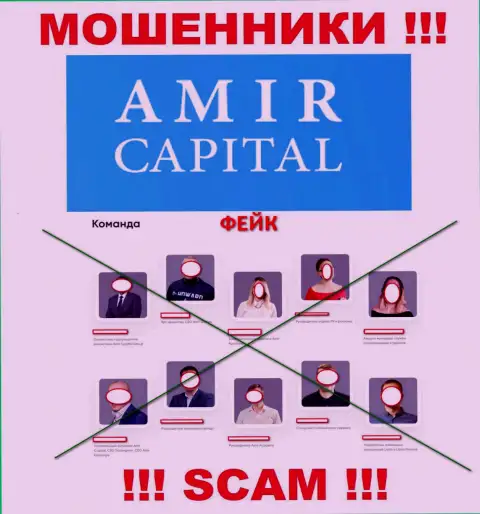 Разводилы Амир Капитал беспрепятственно сливают вложенные деньги, потому что на информационном сервисе представили фейковое прямое руководство