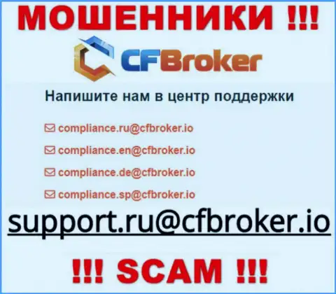 На сайте мошенников CF Broker расположен данный адрес электронной почты, куда писать письма довольно опасно !!!