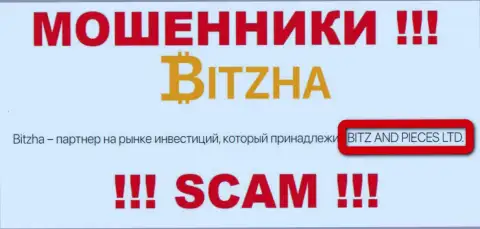 На официальном сайте Bitzha24 Com махинаторы пишут, что ими владеет Битж энд Пицес Лтд