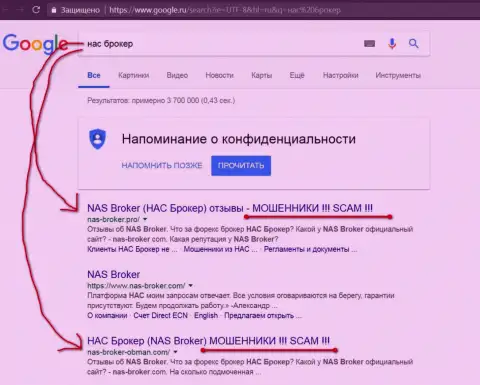 топ3 выдачи в поисковиках Google - НАС-Брокер - это ЖУЛИКИ!!!