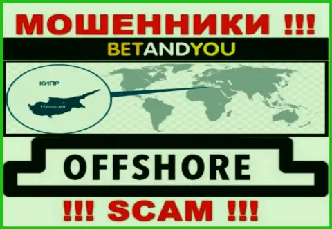 BetandYou Com - это мошенники, их место регистрации на территории Cyprus