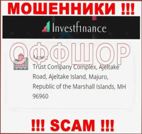 Довольно-таки опасно иметь дело, с такими интернет-махинаторами, как организация InvestF1nance, поскольку прячутся они в офшорной зоне - Trust Company Complex, Ajeltake Road, Ajeltake Island, Majuro, Republic of the Marshall Islands, MH 96960