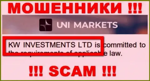 Владельцами ЮНИМаркетс оказалась контора - KW Investments Ltd