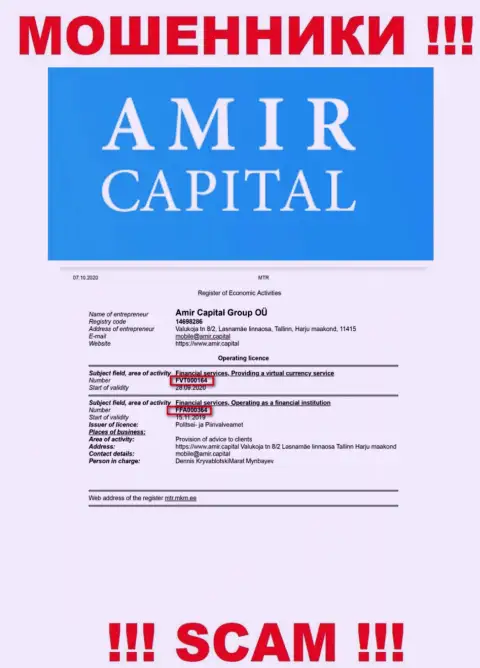 Амир Капитал предоставляют на web-ресурсе лицензию, невзирая на этот факт цинично обворовывают лохов
