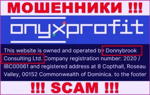 Юр. лицо организации Onyx Profit - это Доннибрук Консалтинг Лтд, информация взята с официального сайта
