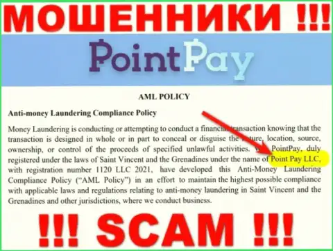 Компанией Поинт Пэй ЛЛК управляет Point Pay LLC - инфа с официального интернет-сервиса аферистов