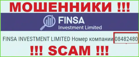 Как указано на официальном сайте мошенников Финса: 08482480 - это их регистрационный номер