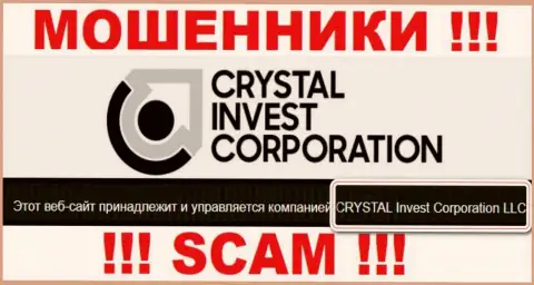 На официальном интернет-ресурсе TheCrystalCorp Com махинаторы указали, что ими владеет CRYSTAL Invest Corporation LLC