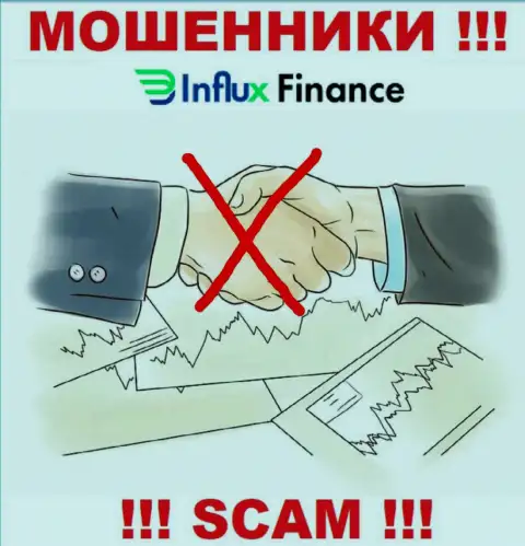 На информационном ресурсе мошенников InFlux Finance нет ни слова о регуляторе организации