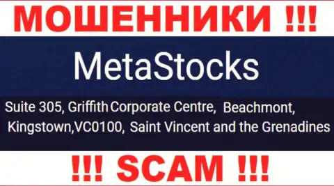 На официальном web-портале MetaStocks расположен адрес регистрации данной конторы - Suite 305, Griffith Corporate Centre, Beachmont, Kingstown, VC0100, Saint Vincent and the Grenadines (оффшор)