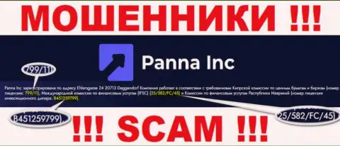 Мошенники Panna Inc искусно обувают лохов, хотя и предоставляют лицензию на web-сервисе