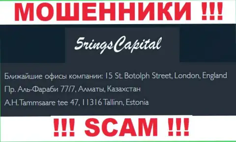 Адрес компании FiveRings-Capital Com на официальном сайте - фейковый !!! БУДЬТЕ ОЧЕНЬ ОСТОРОЖНЫ !!!
