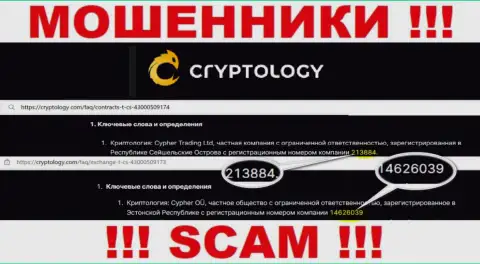Cryptology Com как оказалось имеют регистрационный номер - 14626039