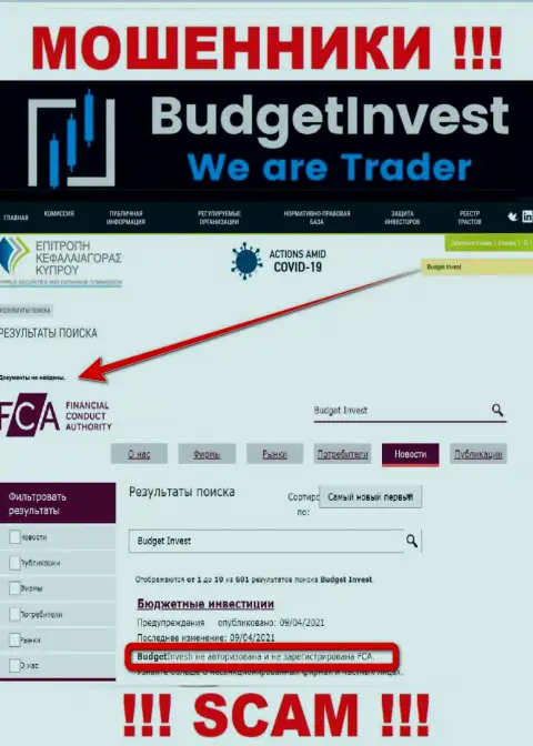 Информацию об регуляторе компании BudgetInvest Org не разыскать ни на их веб-ресурсе, ни во всемирной internet сети