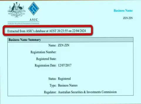 Документ, который доказывает наличие регистрации у организации Зиннейра Ком